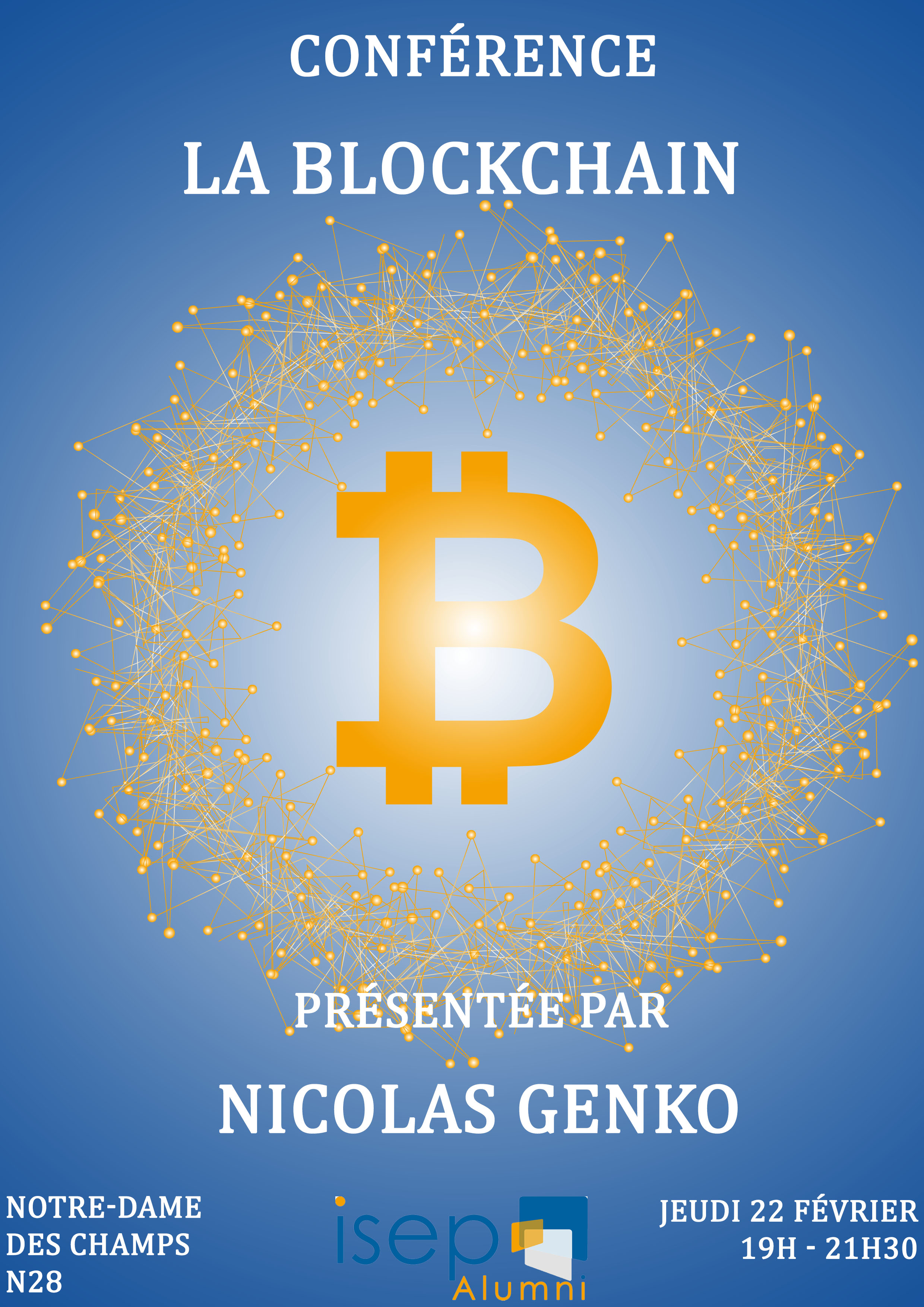 Affiche conférence "La blockchain" février 2018