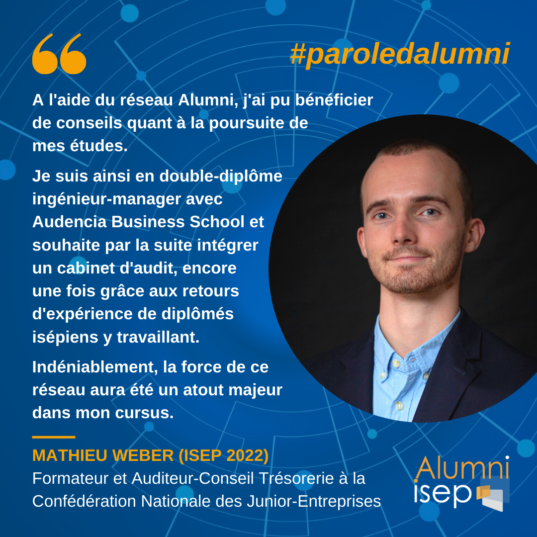 Parole d'alumni - Mathieu Weber (ISEP 2022)